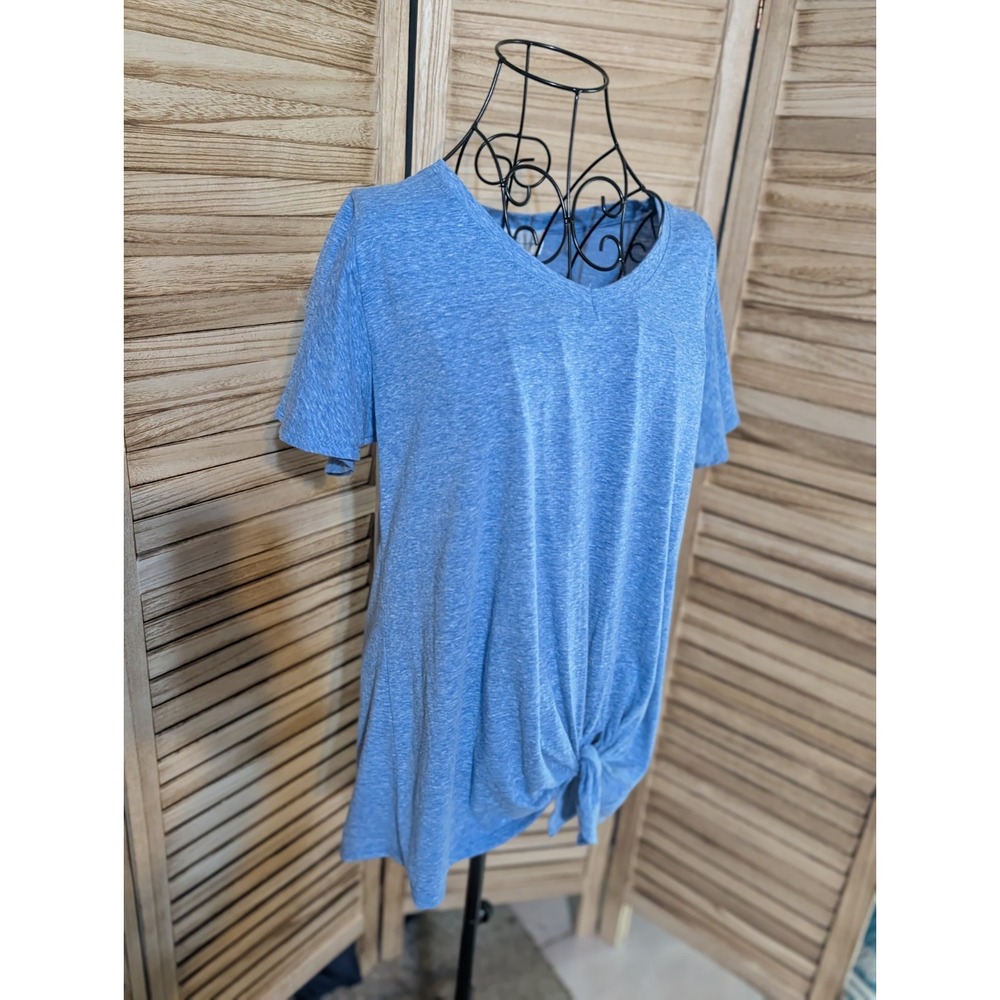French Laundry Plus Size 1X blue cotton/polyester sleeveless tunic knit top